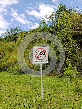 A "No Photography" sign, commonly placed in properties where taking photographs is illegal or objected to by the owner